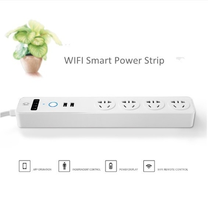 soquete esperto da extensão do poder da tira 4 do poder de 10A WiFi com porto de carregamento dois USB