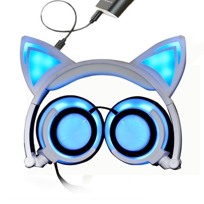 Estéreo DE ALTA FIDELIDADE de incandescência de piscamento dobrável do fone de ouvido de Bluetooth do esporte com orelha de gato