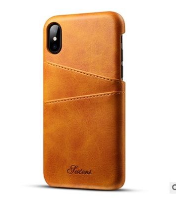 Os casos magros do telefone celular da parte traseira do couro do plutônio do costume cobrem a pele com o titular do cartão do crédito para o iPhone X